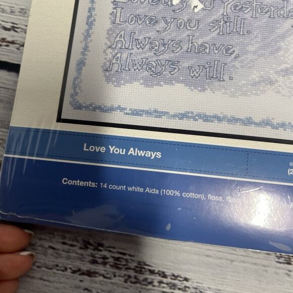 Bucilla Counted Cross Stitch "Love You Always" 8"x10" Blue Birds WM45656 - Picture 8 of 9
